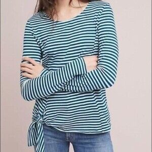 MOVING SALE Anthropologie t.la Striped Long Sleeve Tie Front Top Shirt Small